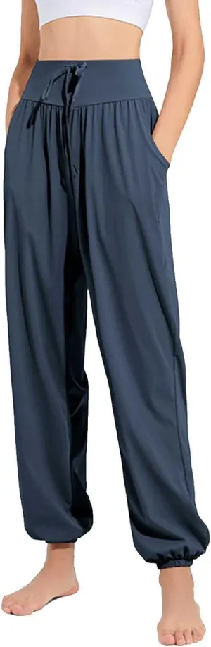 Daily Wear Women's Harem Pants, Fitted Yoga Workout Pants, High Waist Breathable Joggers Sweatpants (Color : Navyblue, Size : S-Small)