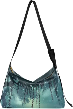 Dense Jungle Shoulder Bag for Women Waterproof PU Leather Hobo Bags Crossbody Purse with Zipper Closure