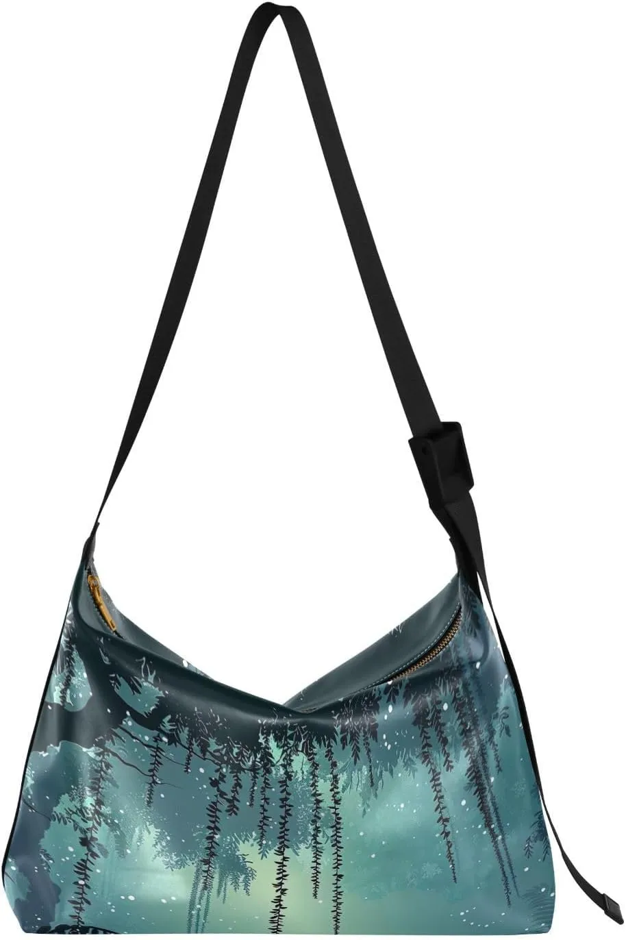 Dense Jungle Shoulder Bag for Women Waterproof PU Leather Hobo Bags Crossbody Purse with Zipper Closure