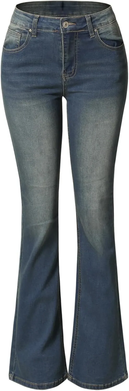 Design by Olivia Women's Sexy Stylish Flare Bell Bottom Slim Bootcut Jean