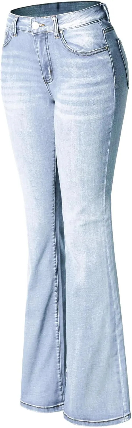 Design by Olivia Women's Sexy Stylish Flare Bell Bottom Slim Bootcut Jean