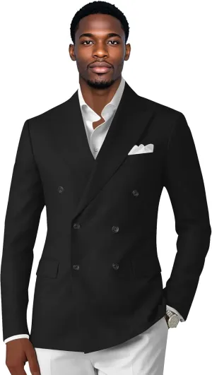 Double Breasted Men's Grey Solid Color Slim Fit Casual Blazer Jacket for Sport, Work, Office, Business, Daily Wear