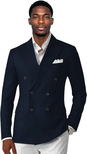Double Breasted Men's Grey Solid Color Slim Fit Casual Blazer Jacket for Sport, Work, Office, Business, Daily Wear
