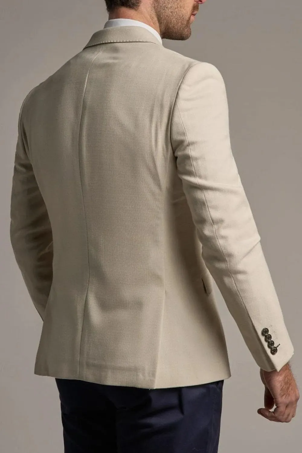Double Breasted Men's Grey Solid Color Slim Fit Casual Blazer Jacket for Sport, Work, Office, Business, Daily Wear