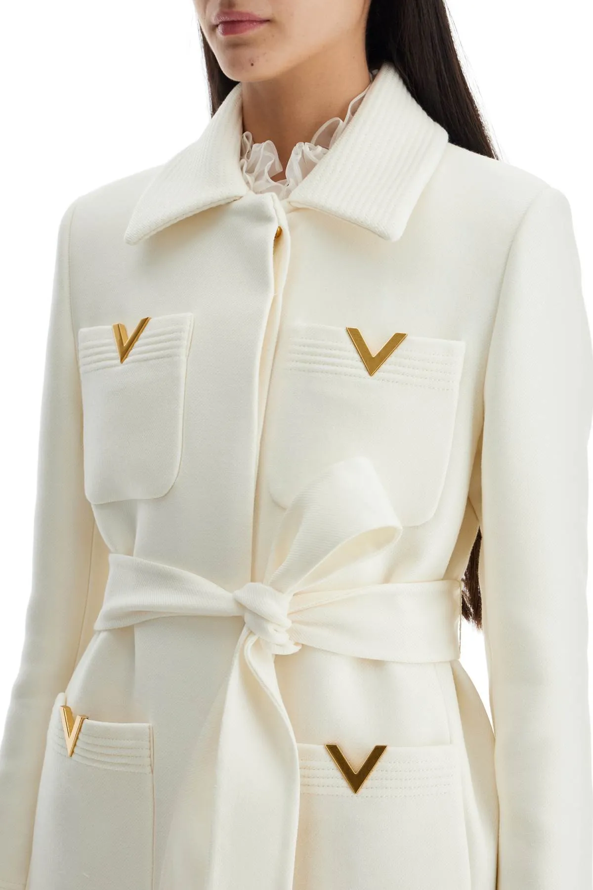 Double Wool Drill Coat with Gold Detailing