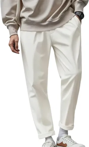 Dress Pants for Men Baggy Business Casual Drawstring Chino Pants with Pockets Quick Dry Dressy Pants with Pockets