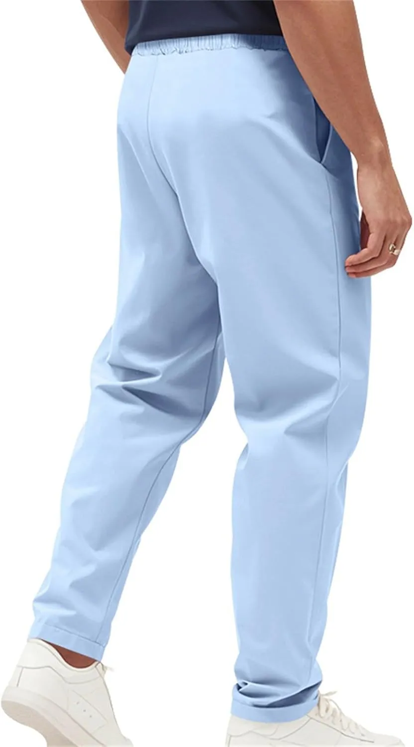 Dress Pants for Men Baggy Business Casual Drawstring Chino Pants with Pockets Quick Dry Dressy Pants with Pockets