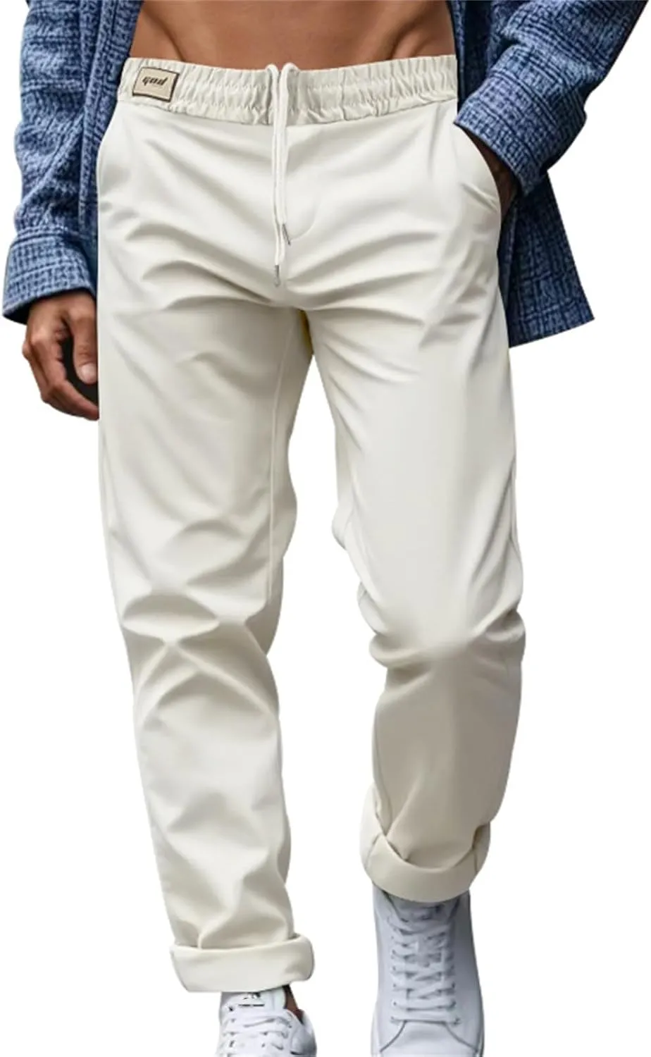 Dress Pants for Men Baggy Business Casual Drawstring Chino Pants with Pockets Quick Dry Dressy Pants with Pockets