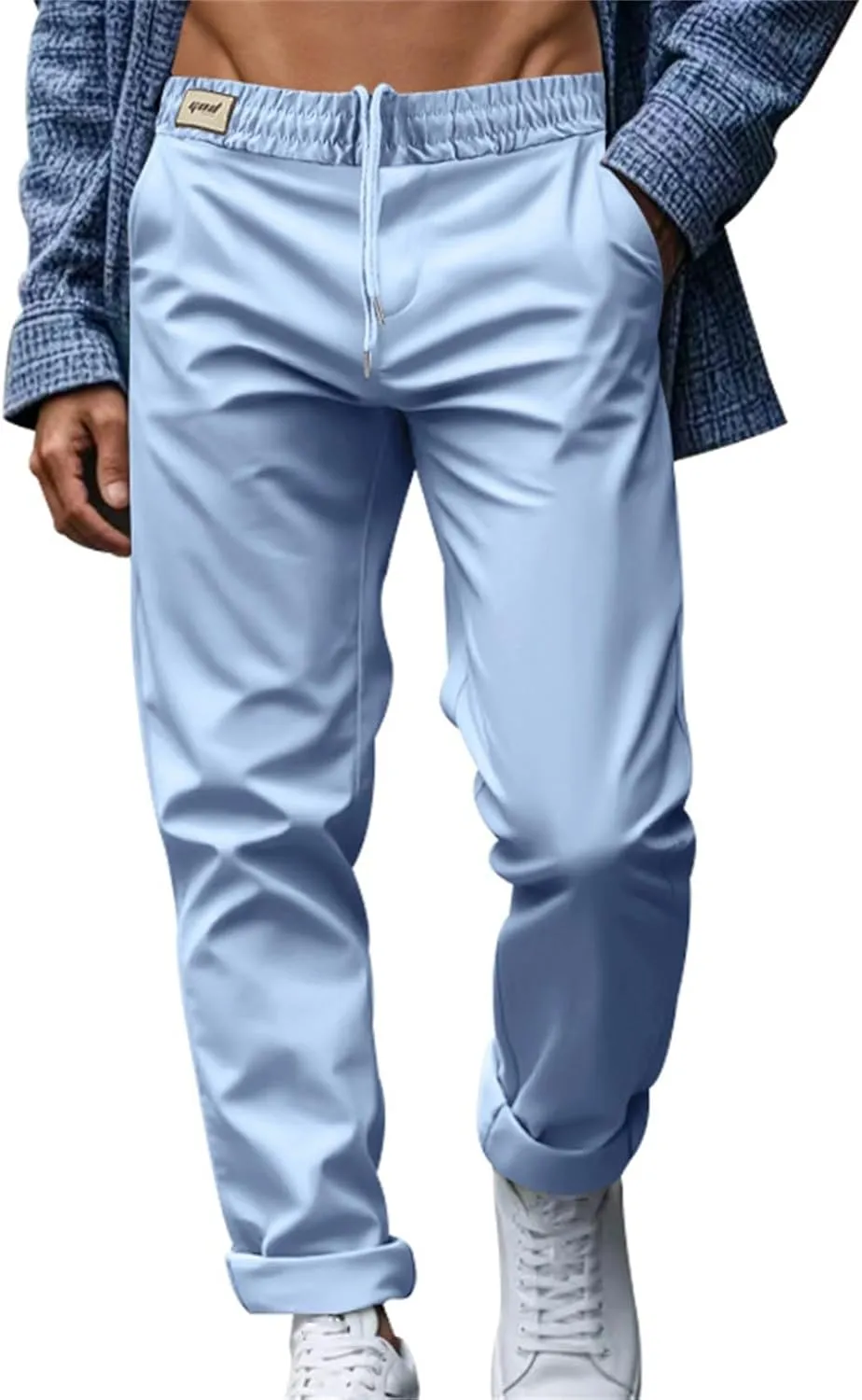 Dress Pants for Men Baggy Business Casual Drawstring Chino Pants with Pockets Quick Dry Dressy Pants with Pockets