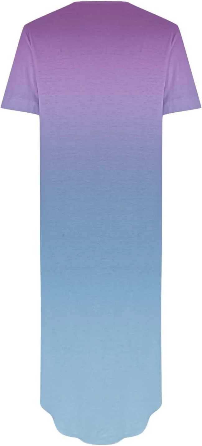 Dresses for Women Casual Short Sleeve Daily Wear Dresses Flowy Long Maxi Crewneck Lounge Dresses Beach Sundress