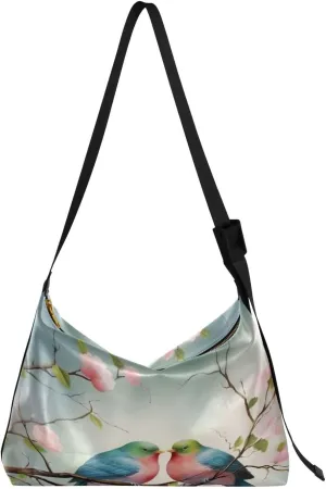 Easter Painting Birds Leather Hobo Bag for Women Men Casual Shoulder Bag with Adjustable Strap Large Capacity Hobo Handbag