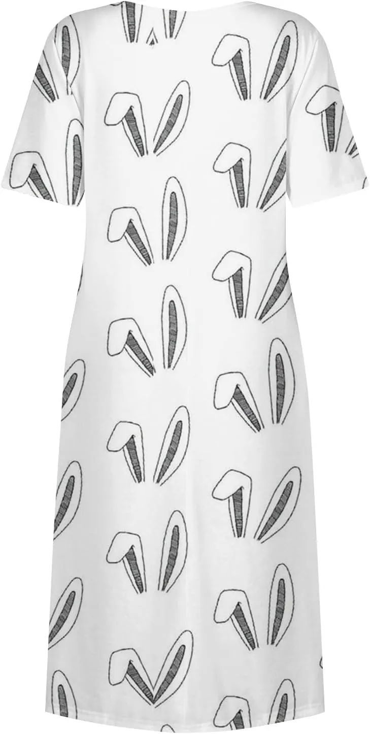Easter Spring Dresses for Women Happy Easter Midi Garden Party Spring Outfits 2025 Floral Easter Basket Daily Wear Dresses