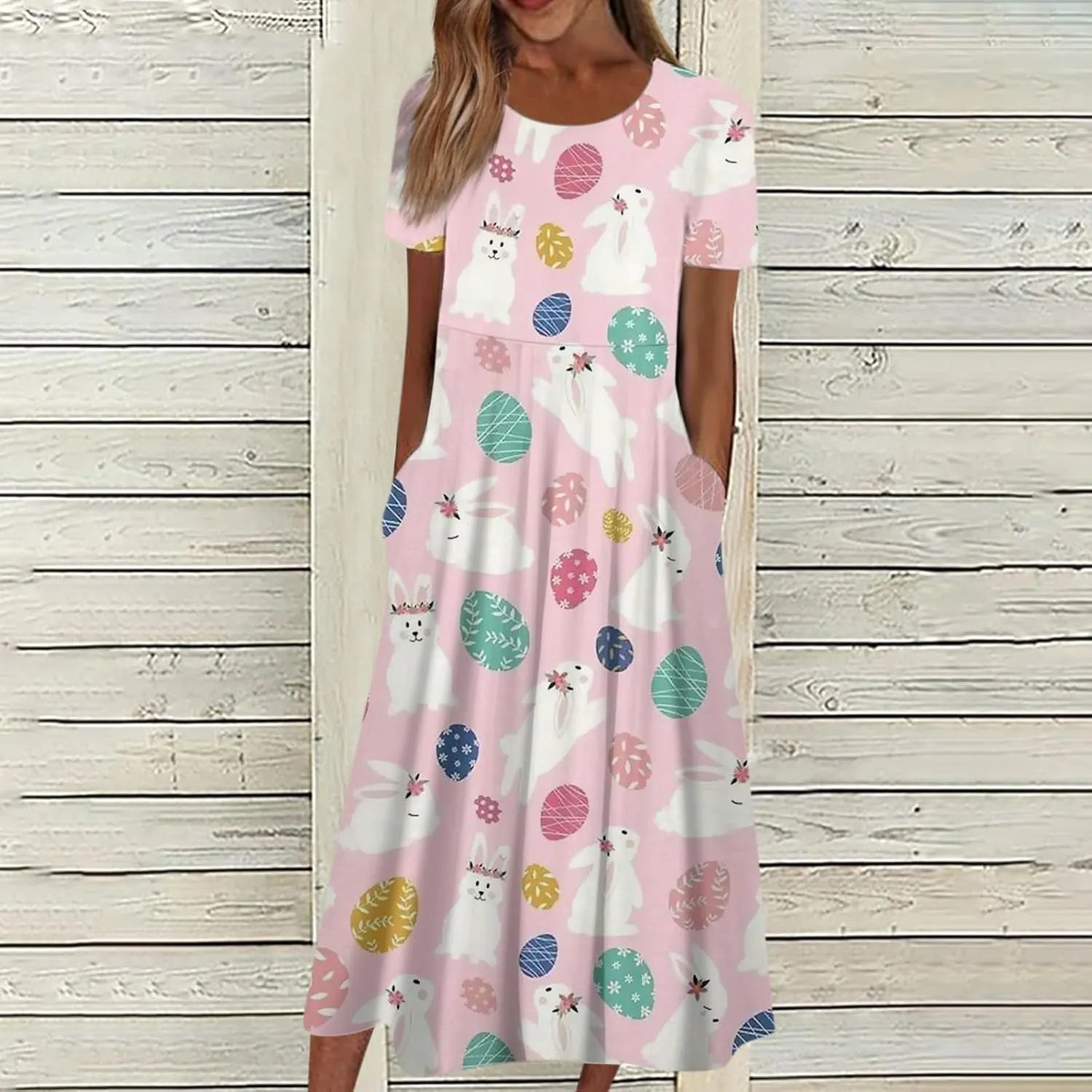 Easter Spring Dresses for Women Happy Easter Midi Garden Party Spring Outfits 2025 Floral Easter Basket Daily Wear Dresses