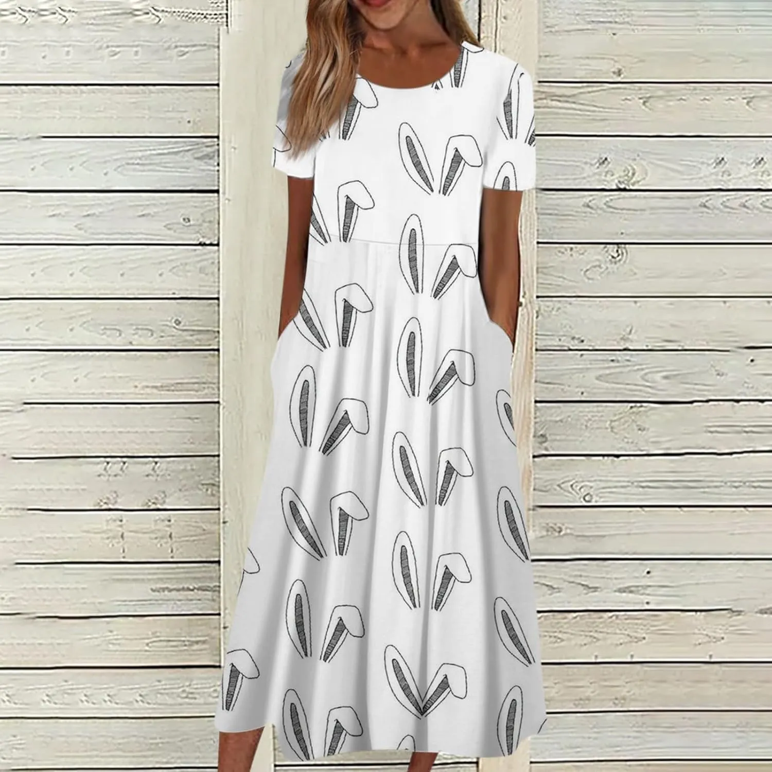 Easter Spring Dresses for Women Happy Easter Midi Garden Party Spring Outfits 2025 Floral Easter Basket Daily Wear Dresses