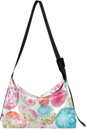 Easter Vintage Colorful Eggs Leather Hobo Bag for Women Men Casual Hobo Purse with Adjustable Strap Large Capacity Hobo Handbag