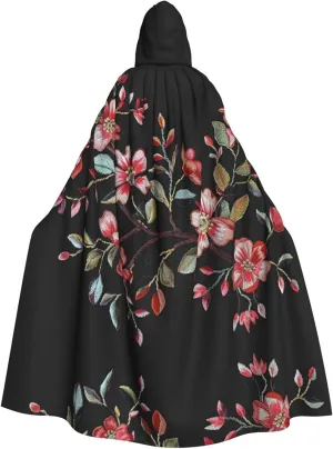 Embroidered flowers Suitable for both men and women, adult hooded robes, cloaks, knights, stylish and cool role-playing costumes