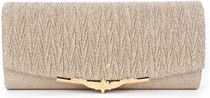Envelope Clutch Womens Evening Handbag, Stylish Crossbody Purse Golden Chain Satchel Handbags for Wedding Party Prom (Color : Gold)