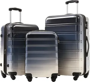 Expandable Hardshell Luggage Set for Stress-Free Travel, Stylish Gradient Design with Smooth Spinner Wheels, 20" 24" 28" Sizes, Gradient Black