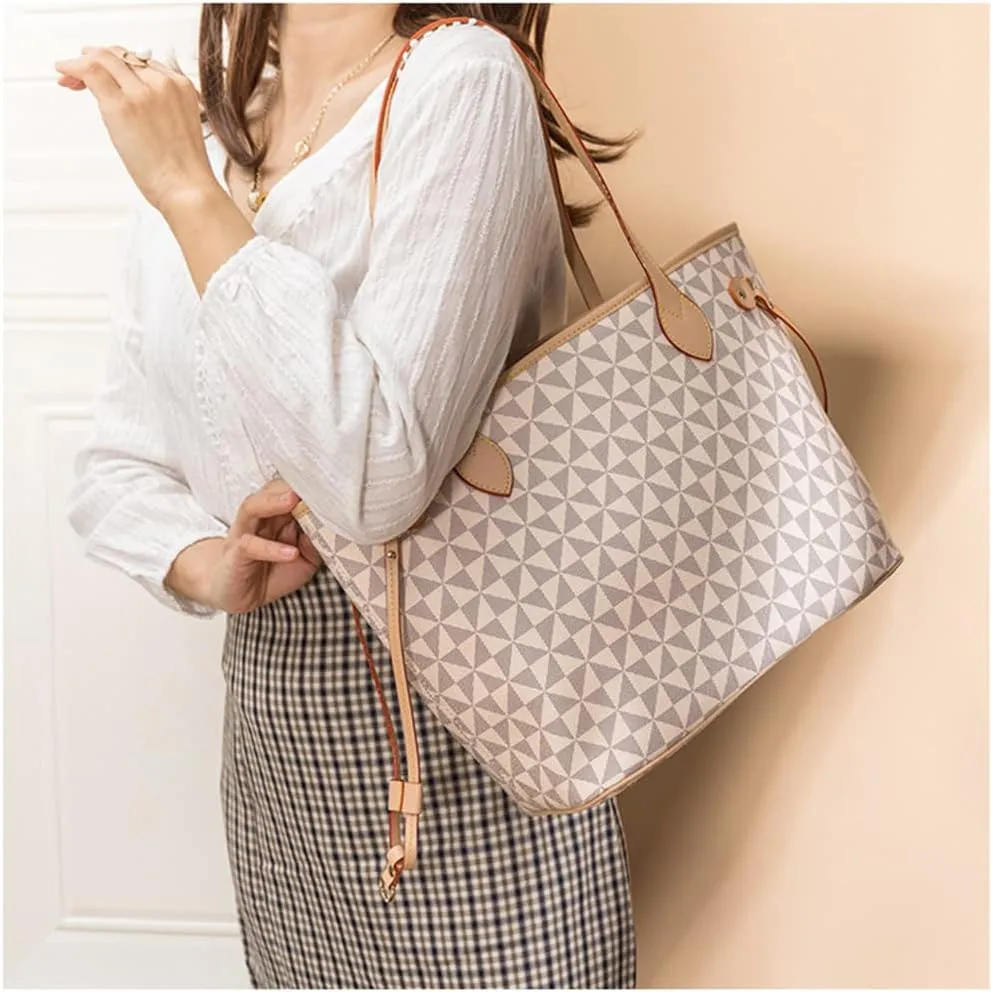 Extra Large Plaid Tote Bag for Women with Wallet - Stylish Leather Handbag for Daily Use