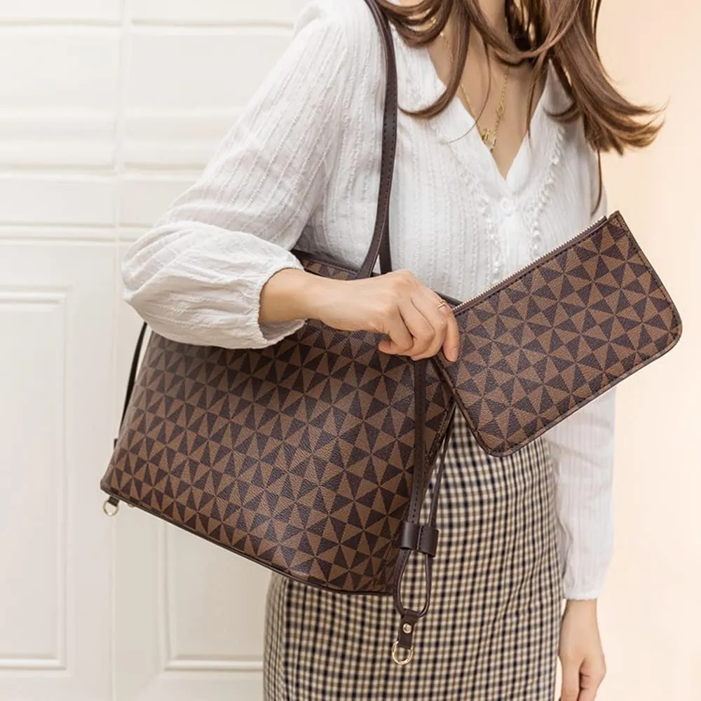 Extra Large Plaid Tote Bag for Women with Wallet - Stylish Leather Handbag for Daily Use