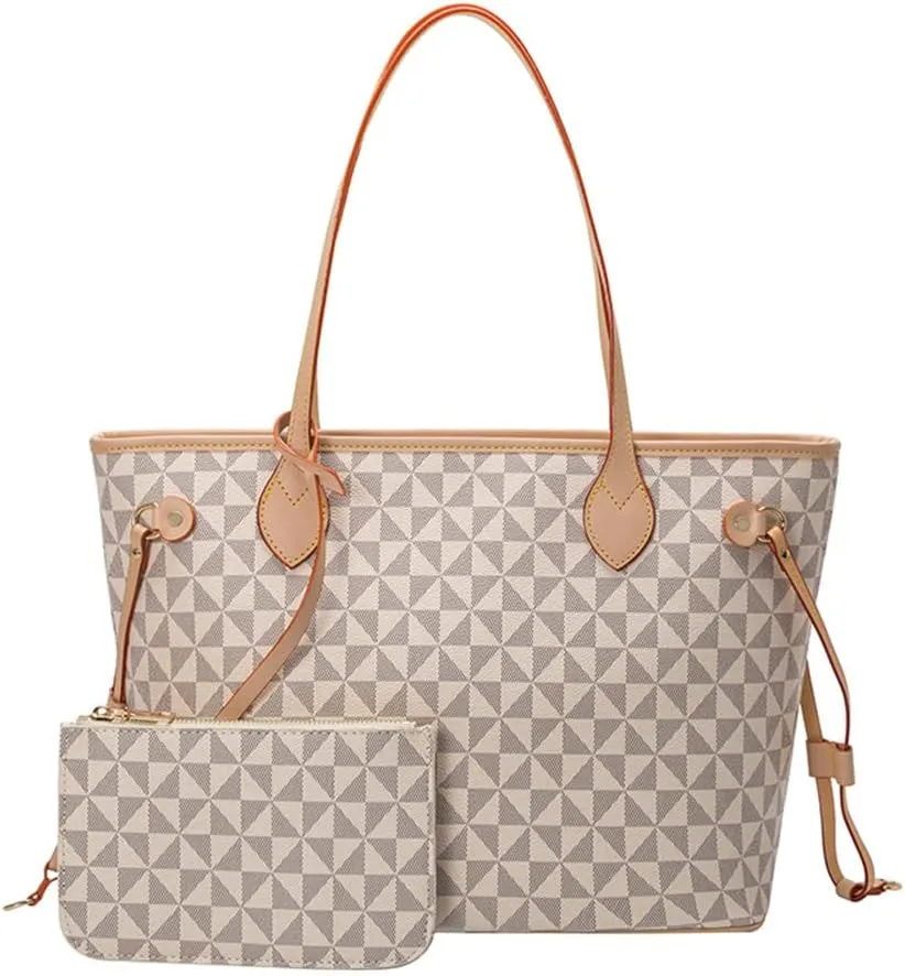 Extra Large Plaid Tote Bag for Women with Wallet - Stylish Leather Handbag for Daily Use