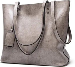 Extra Large Women's Fashion Leather Handbag - Top Handle Shoulder Bag with Zipper - Stylish Crossbody Tote Bag (Brown)