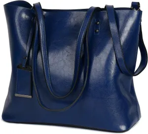 Extra Large Women's Fashion Leather Handbag - Top Handle Shoulder Bag with Zipper - Stylish Crossbody Tote Bag (Brown)