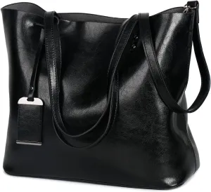 Extra Large Women's Fashion Leather Handbag - Top Handle Shoulder Bag with Zipper - Stylish Crossbody Tote Bag (Brown)