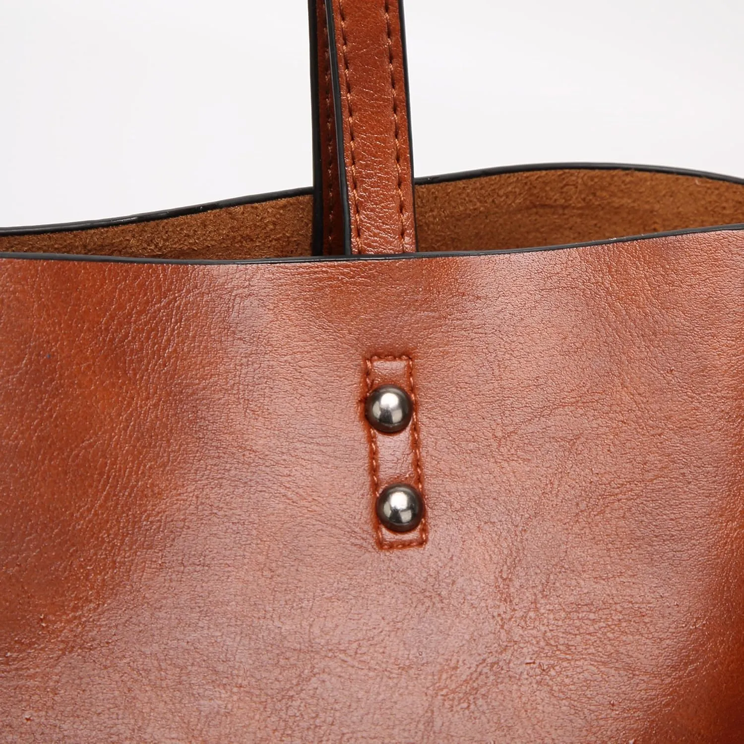 Extra Large Women's Fashion Leather Handbag - Top Handle Shoulder Bag with Zipper - Stylish Crossbody Tote Bag (Brown)