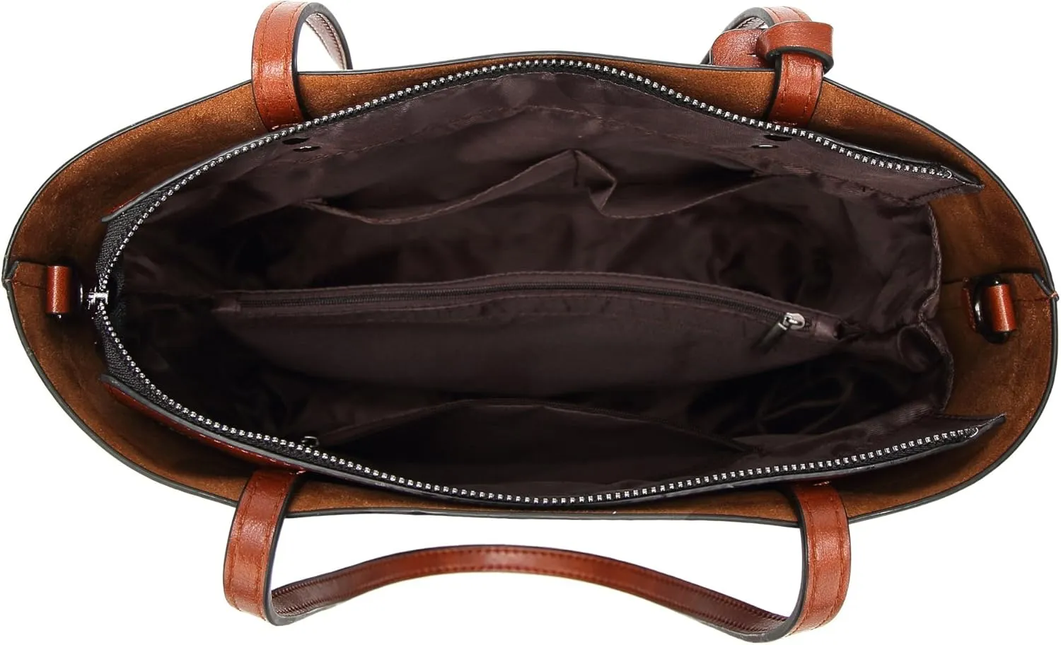 Extra Large Women's Fashion Leather Handbag - Top Handle Shoulder Bag with Zipper - Stylish Crossbody Tote Bag (Brown)