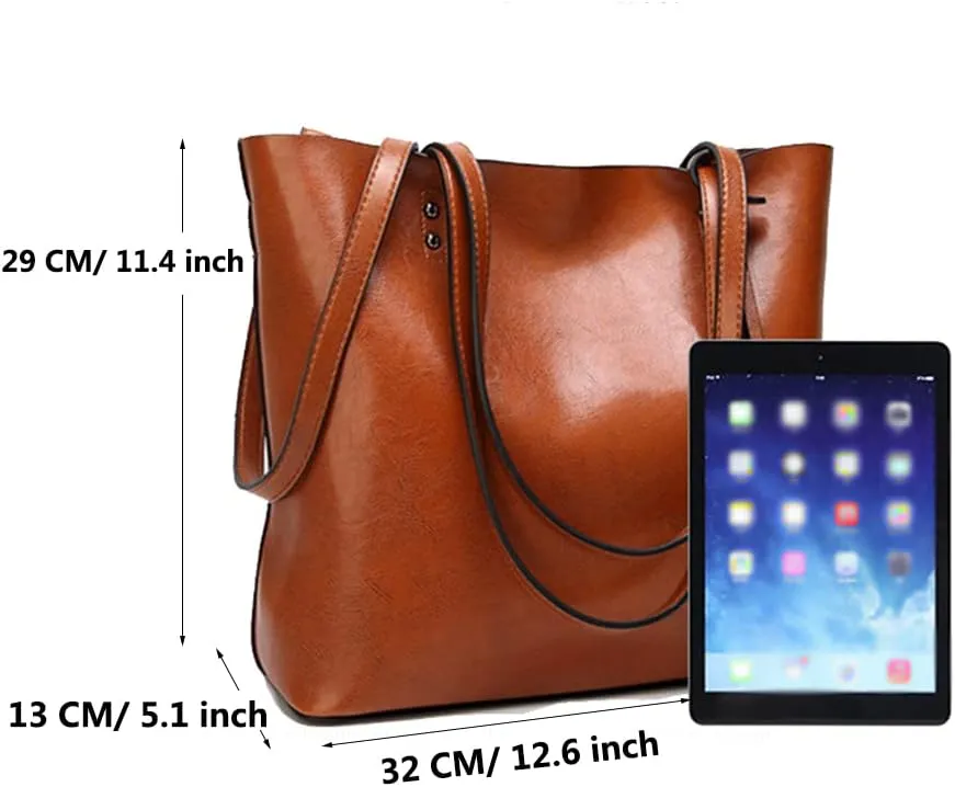 Extra Large Women's Fashion Leather Handbag - Top Handle Shoulder Bag with Zipper - Stylish Crossbody Tote Bag (Brown)