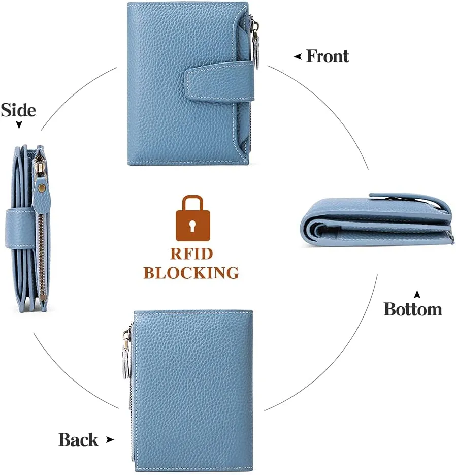 FALAN MULE Small Wallet for Women Leather Bifold Compact RFID Blocking Small Womens Wallet