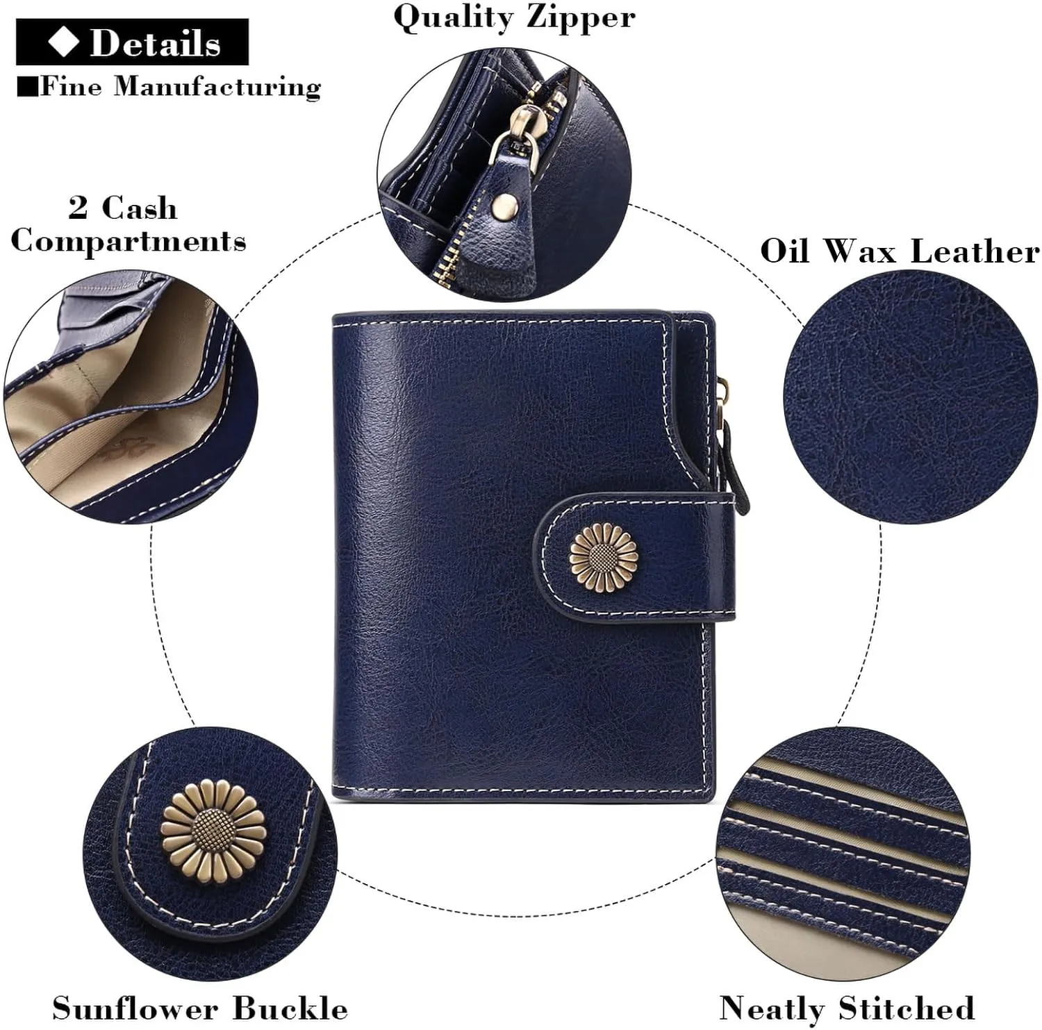 FALAN MULE Small Wallet for Women Leather Bifold Compact Small Womens Wallet with RFID Blocking