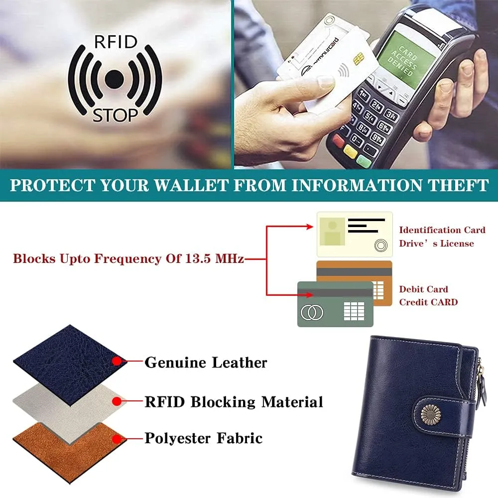 FALAN MULE Small Wallet for Women Leather Bifold Compact Small Womens Wallet with RFID Blocking