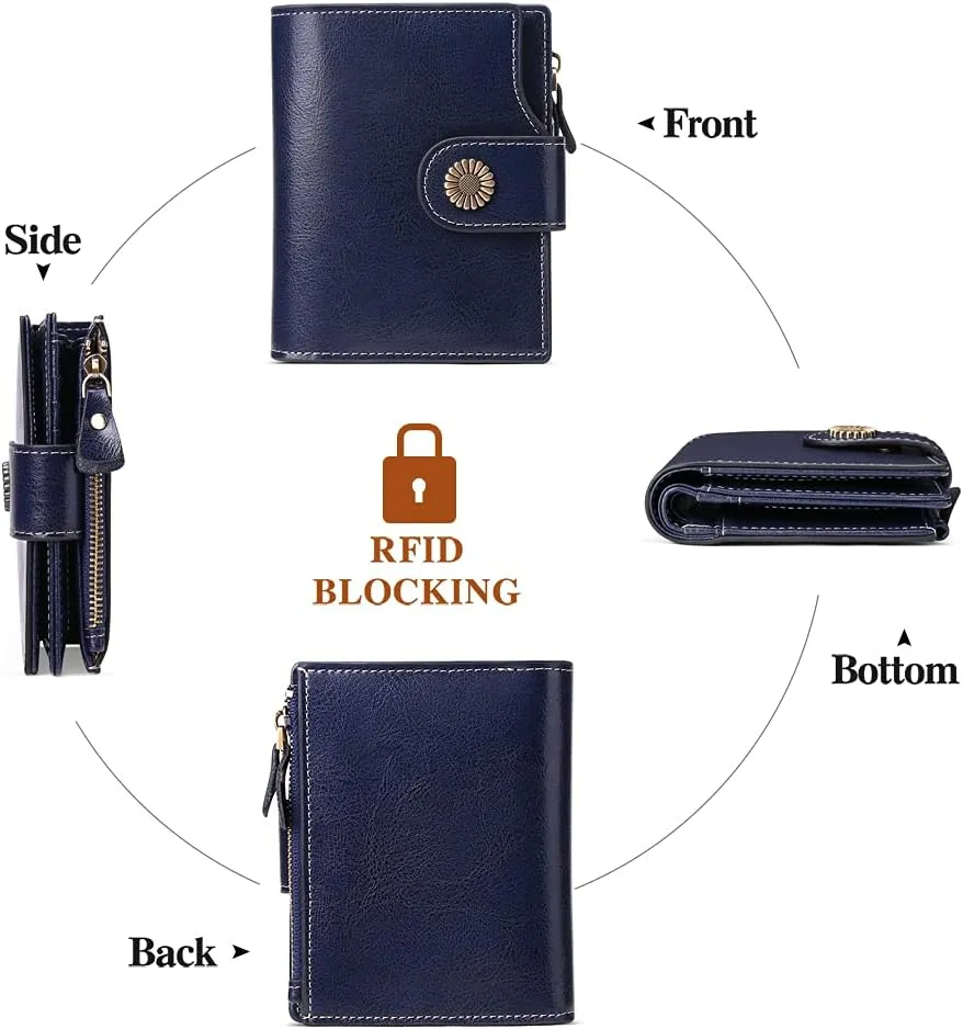FALAN MULE Small Wallet for Women Leather Bifold Compact Small Womens Wallet with RFID Blocking