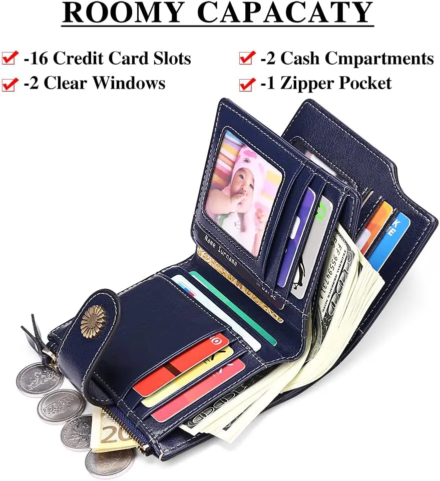 FALAN MULE Small Wallet for Women Leather Bifold Compact Small Womens Wallet with RFID Blocking