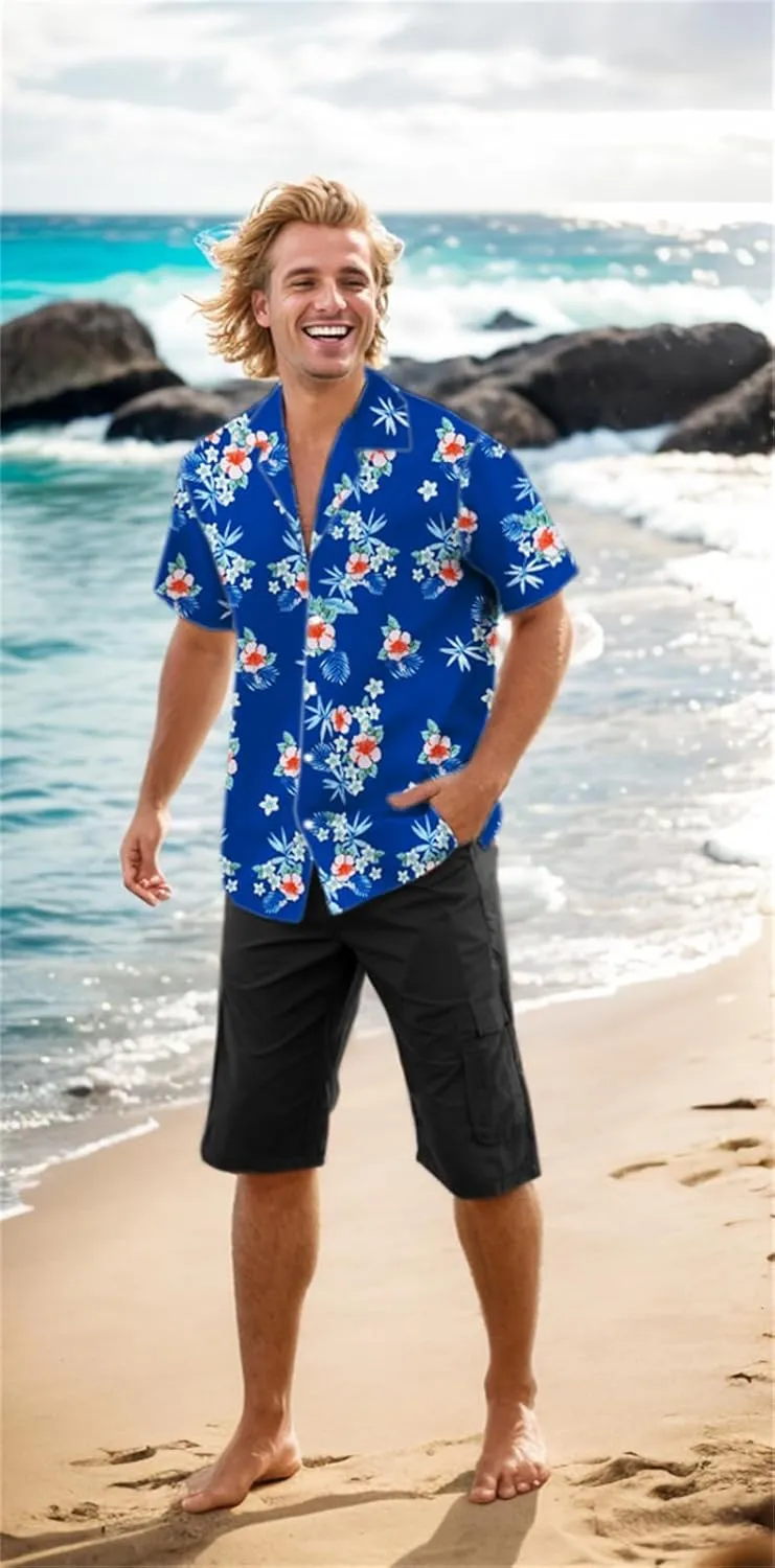 Family Matching Hawaiian Outfits, Dad and Son Beach Vacation Shirts Mommy Daughter Dress, 2T - X-Large