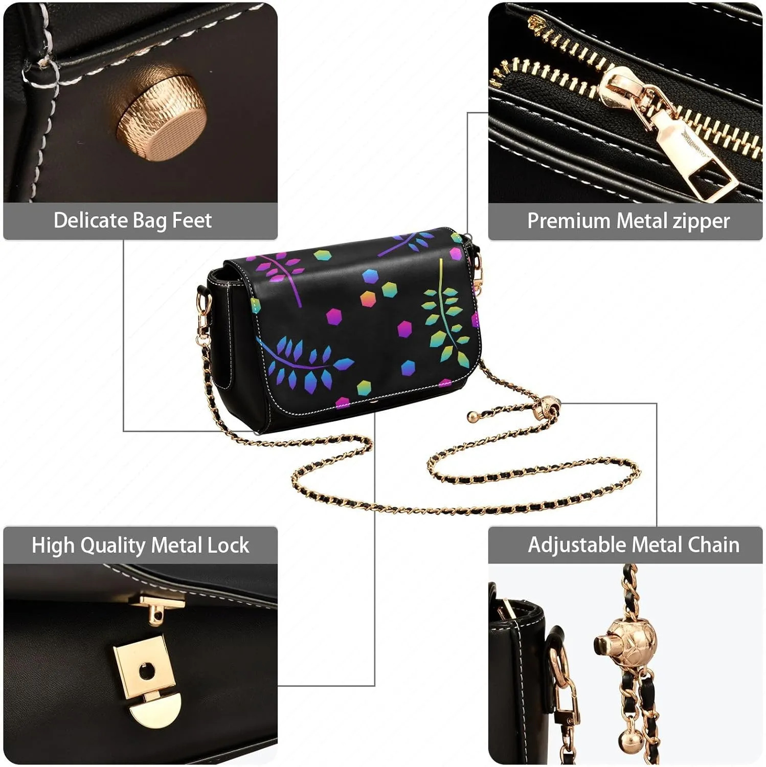 Fashion Women Tote Bag PU Leather Shoulder Crossbody Bag Hobo Handbags Adjustable Chain Shoulder Strap Men