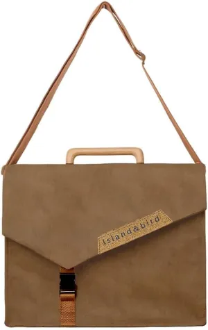 Father's Day Gift Kraft Paper Laptop Tote Bag Crossbody Bag, Handheld Backpack with Wooden Handles, Simple & Stylish for Men & Women