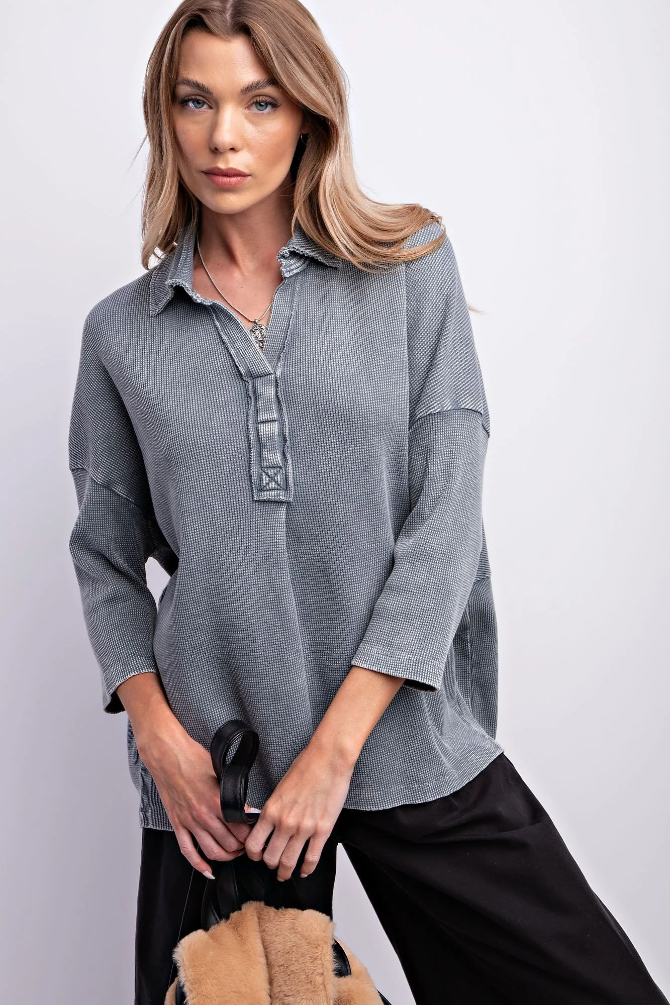 Fave Thermal Top - Denim Blue