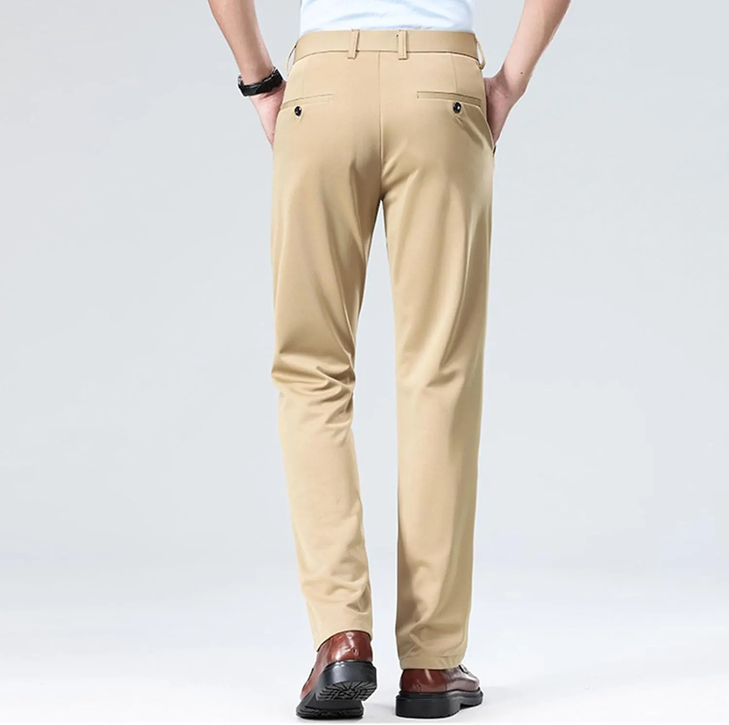 Finelylove Mens Dress Pants Casual Slim Fit Flat Front Formal Pants Wrinkle Free Tapered Trousers Trendy