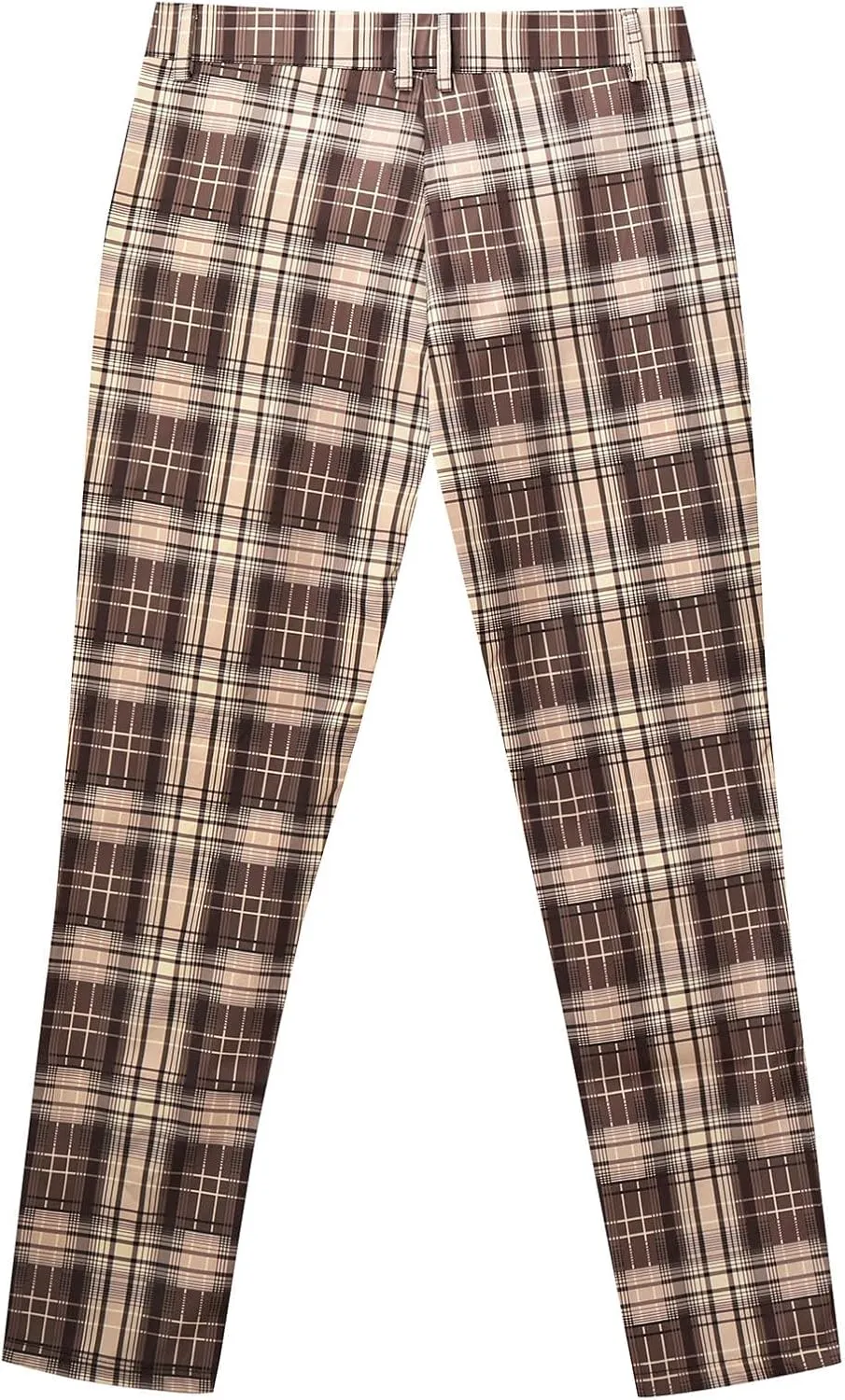 Finelylove Mens Dress Pants Slim Fit Flat Front Casual Plaid Pants Stretch Tapered Business Work Pants Chino Trousers