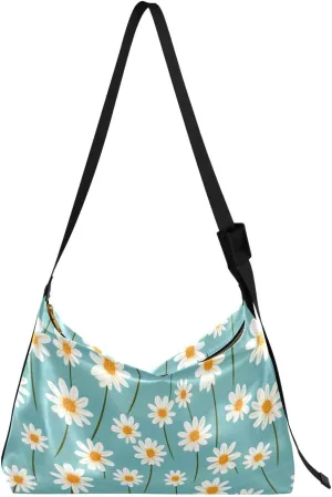 Florals Daisy Crossbody Bag for Women Men with Adjustable Strap PU Leather Shoulder Hobo Purse Bag 20857837