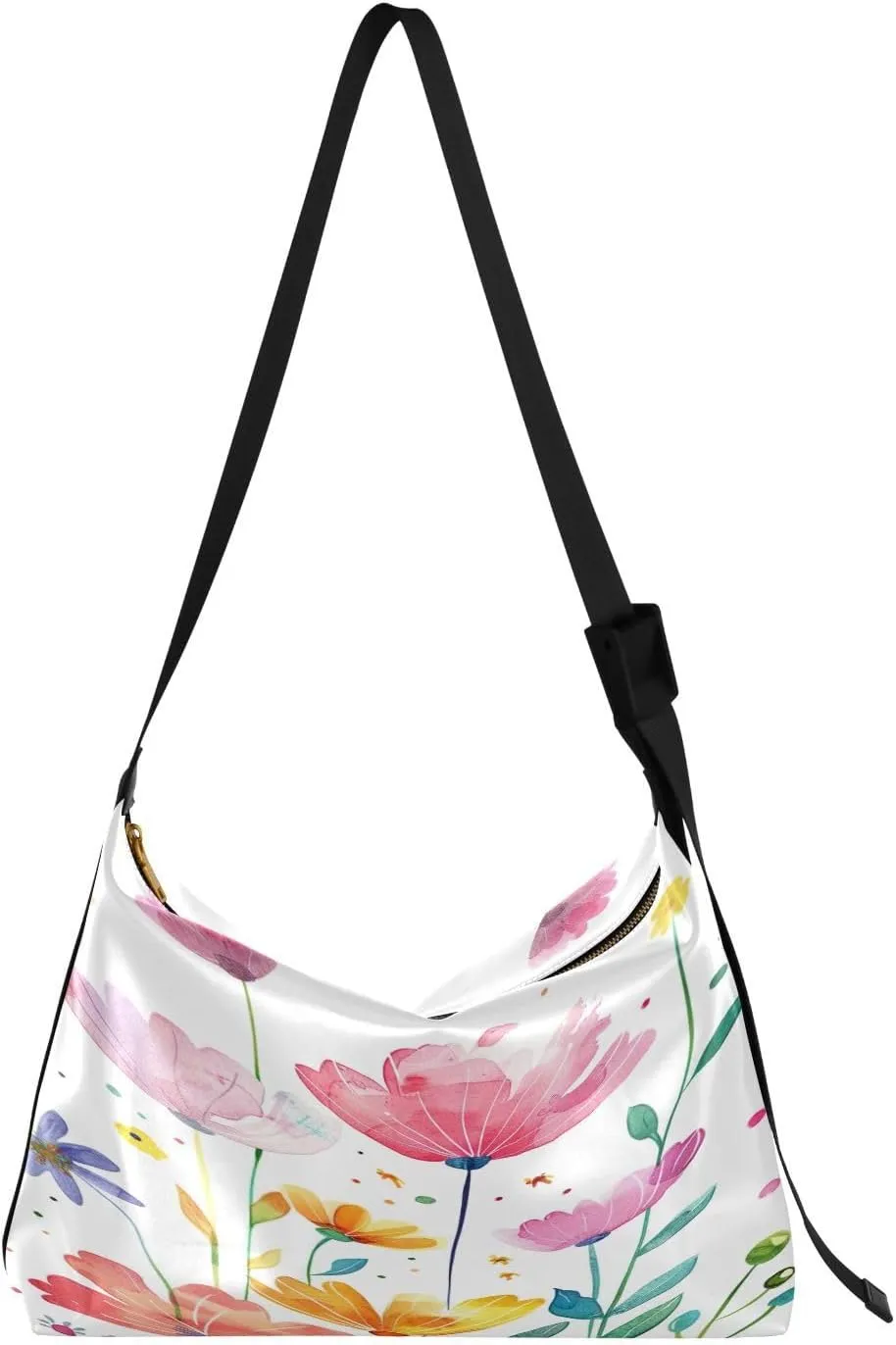 Flower Floral Rainbow Crossbody Bag for Women Men with Adjustable Strap PU Leather Shoulder Hobo Purse Bag 20858022