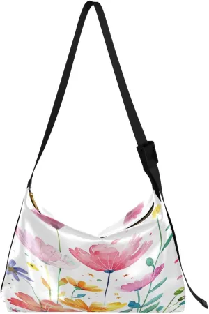 Flower Floral Rainbow Crossbody Bag for Women Men with Adjustable Strap PU Leather Shoulder Hobo Purse Bag 20858022