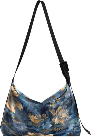 Flower Pattern Shoulder Bag for Women Waterproof PU Leather Hobo Bags Crossbody Purse with Zipper Closure