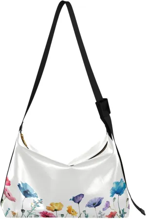 Flower Red Purple Crossbody Bag for Women Men with Adjustable Strap PU Leather Shoulder Hobo Purse Bag 20858420
