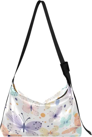 Flowers Floral Butterfly Crossbody Bag for Women Men with Adjustable Strap PU Leather Shoulder Hobo Purse Bag 20848976