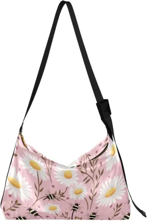 Flowers Floral Daisy Crossbody Bag for Women Men with Adjustable Strap PU Leather Shoulder Hobo Purse Bag 20852782