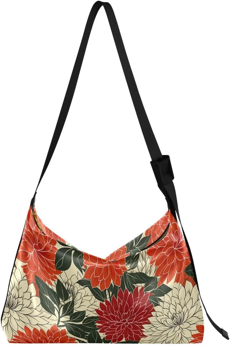 Flowers Floral Red Crossbody Bag for Women Men with Adjustable Strap PU Leather Shoulder Hobo Purse Bag 20849974